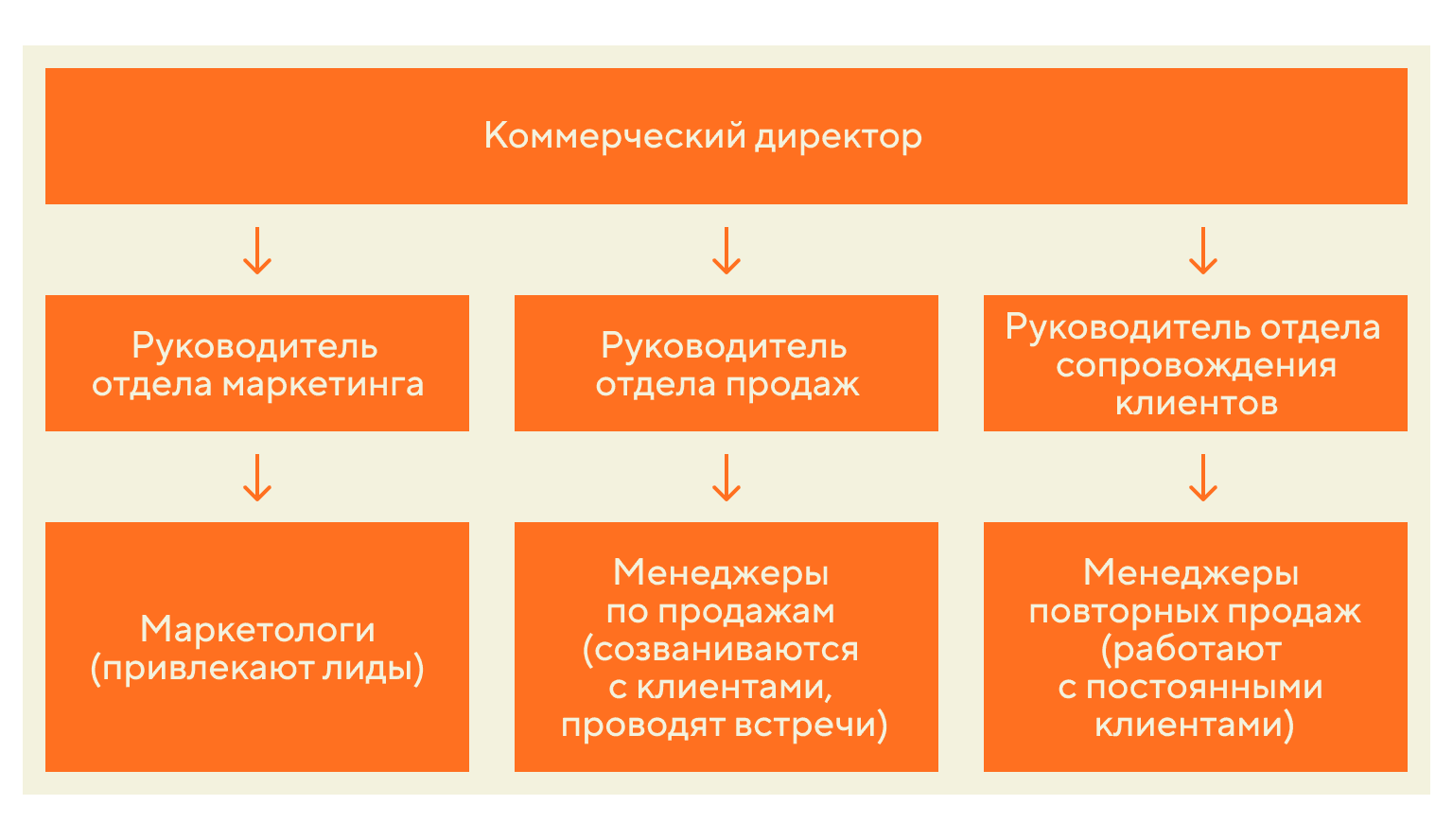 Схема двухступенчатой структуры отдела продаж