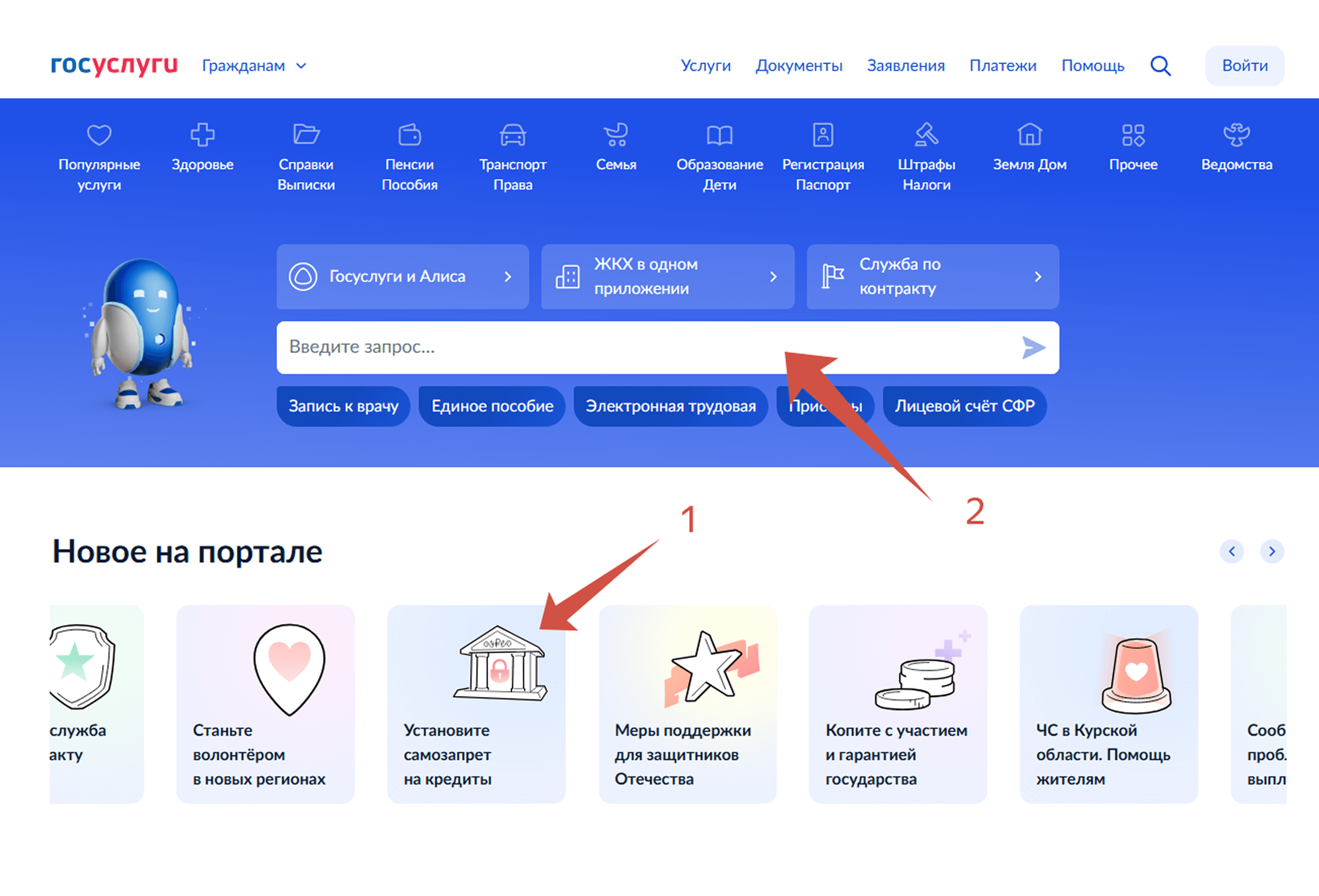 Как найти услугу по установке самозапрета на кредиты на Госуслугах