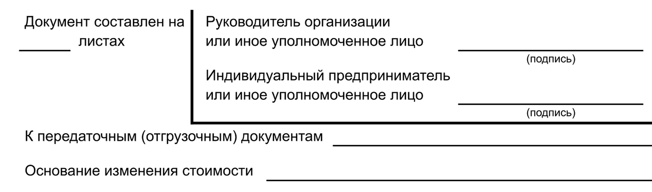 Документ, фиксирующий причину изменений