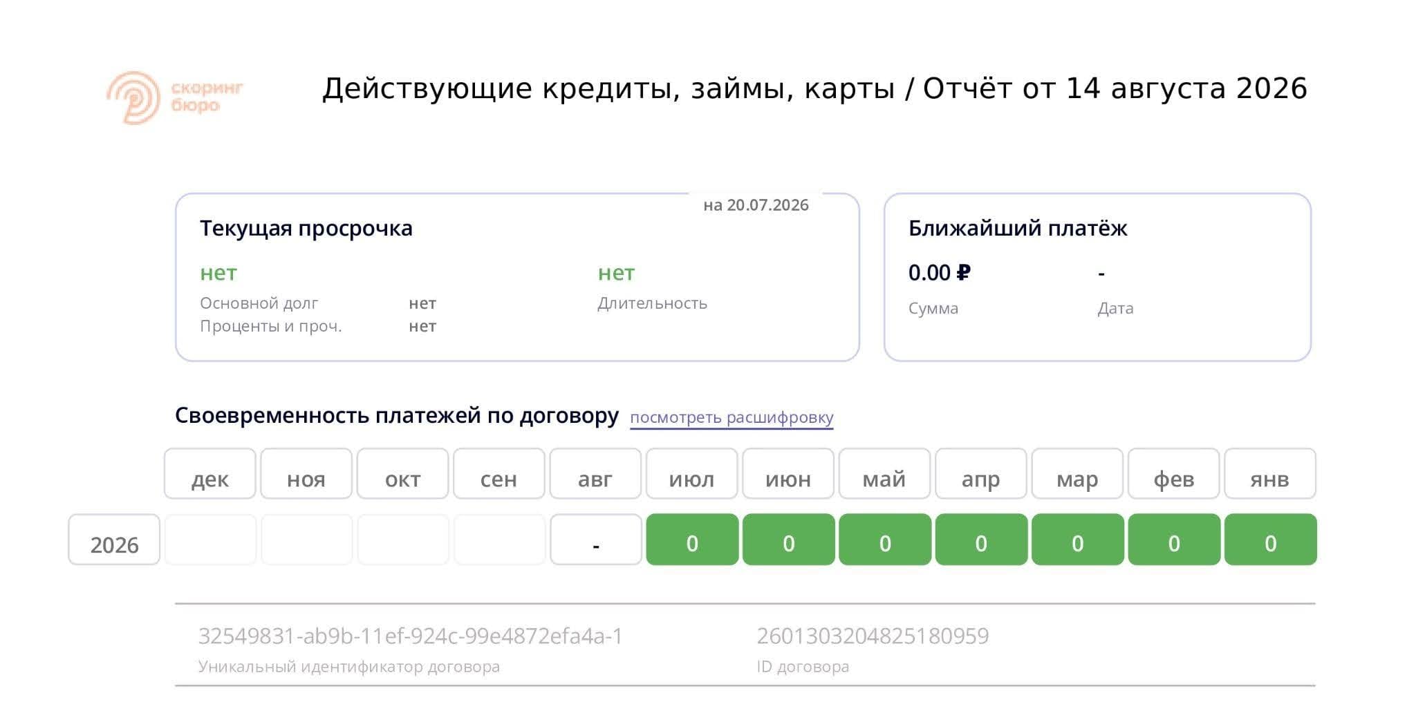 Просрочки в отчёте кредитной истории