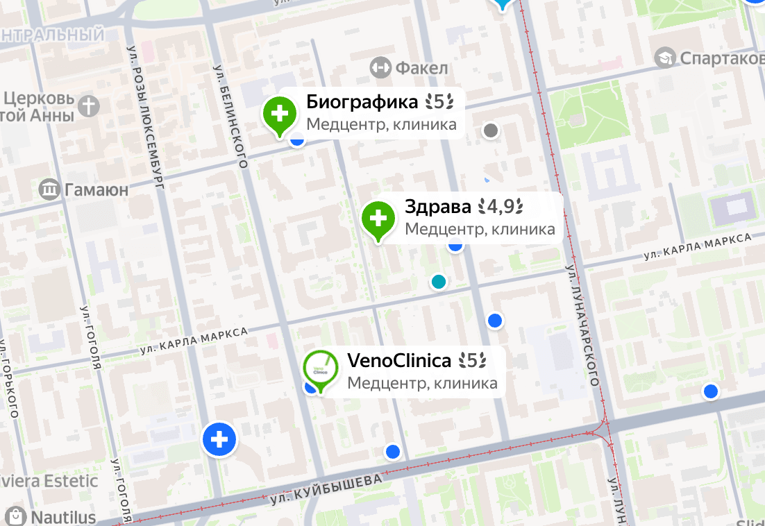Приоритетные размещения на карте